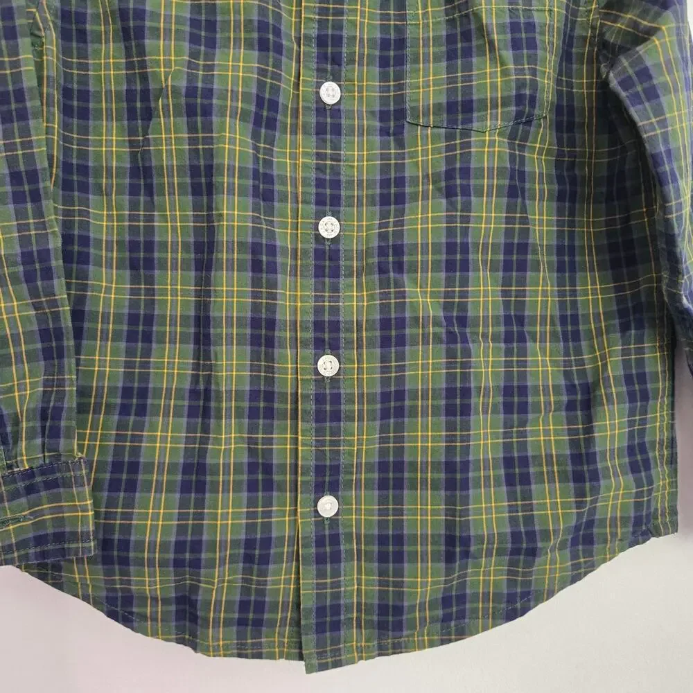 Janie and Jack Boy Plaid Dress Shirt Button Front Size 4 Green Cotton Fall